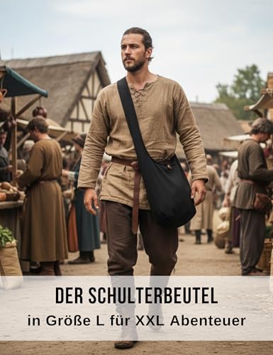 PANASIAM Schulterbeutel Damen & Herren, große & leichte Baumwolltasche, Umhängetasche mit Reißverschluss, Unisex Schultertasche, mittelgroße Tasche, schwarz