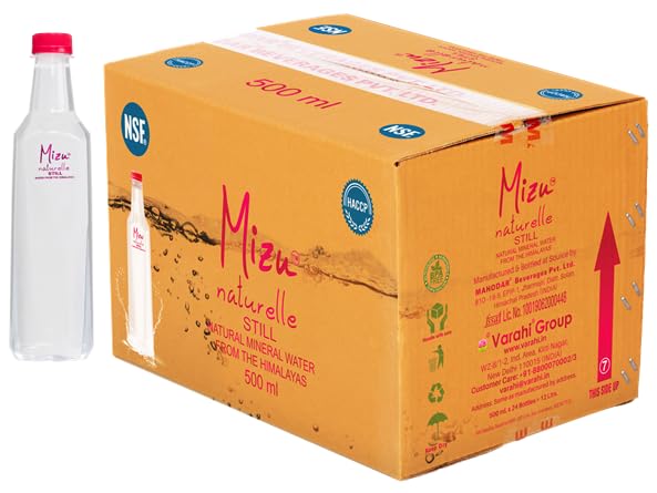 VARAHI Mizu Still Natural Mineral Water-500ml (Pack of 24 Bottles) | Natural Mineral Water Bottle