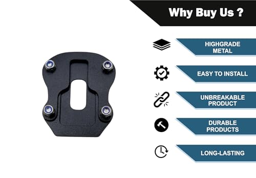 Image of Vstrom SX 250 Side Stand Extender| Stand Pad Holder Durable Motorbike | Heavy Duty Parking Support and Stability Rust Resistant Black Finish, Easy Installation Compatible Vstrom SX 250.