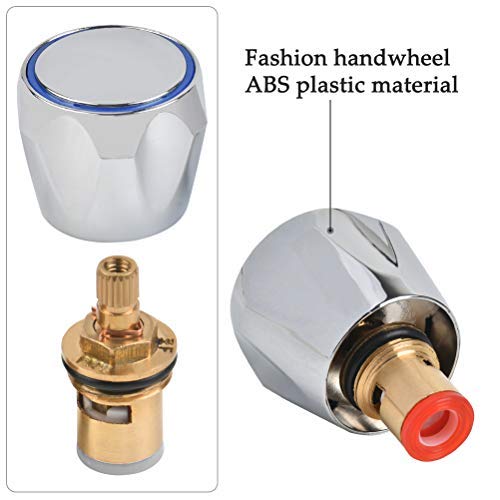 JAOMON Wasserhahn Griff Ersatz Standard Hot & Cold Tap Ventiloberteil rot und blau Top paarweise Griff wasserhahn doppelte Metall Armaturenbauteile Ventil-Oberteil Waschtischarmaturen 2*Spule 2*Griff - Image 3