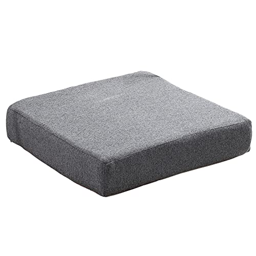 Cojín de espuma viscoelástica para silla, 5 cm de grosor, 4 piezas, cojín suave para comedor, oficina, patio y jardín, color gris oscuro, 45 x 45 cm