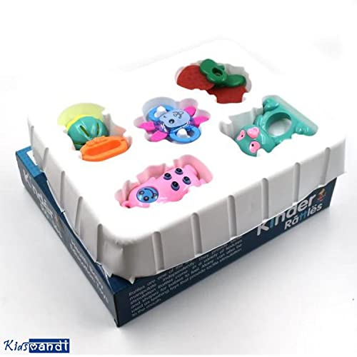 Image of Kids Mandi Non Toxic Plastic Colourful Lovely Attractive Baby Rattle & Teether Toys Set of 6 Pcs for Babies, Toddlers, Infants & Children (Multicolour)