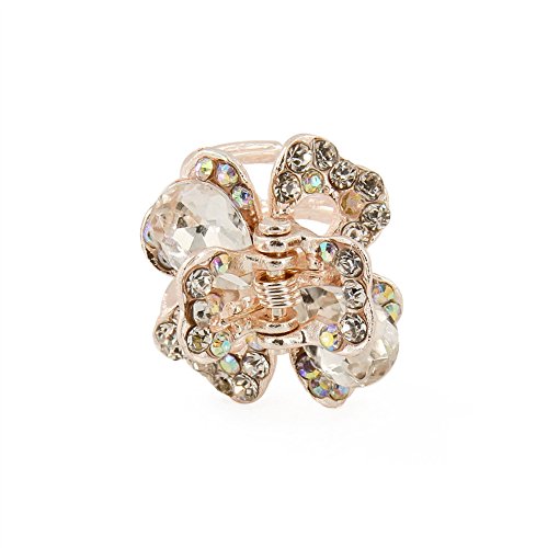 Pinza de mandíbula metálica con cristales y rhinestones Yeshan diseño pequeño de mariposa, pack de 6 miniatura 3