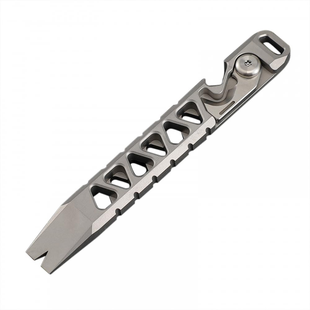 EDC Pry Bar EDC Tool Keychain Titanium Alloy Pry Bar with Bottle Opener/Quick Cutting Function for Outdoor Use