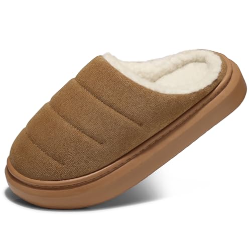 SHIBEVER Fuzzy Slippers Women Indoor: Memory Foam Warm House Shoes - Slip On Closed Toe Comfy Bedroom Slippers Women