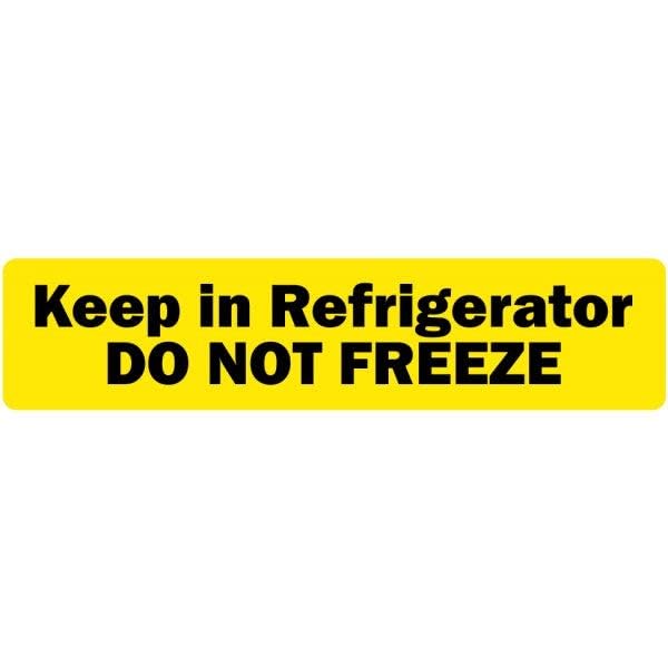 Keep in Refrigerator DO NOT Freeze - Veterinary Labels | 0.375” x 1.625”, [500 Labels/1 Roll], Yellow - Packaging, Containers, or Products for Vet Clinics/Hospitals | LabelValue.com
