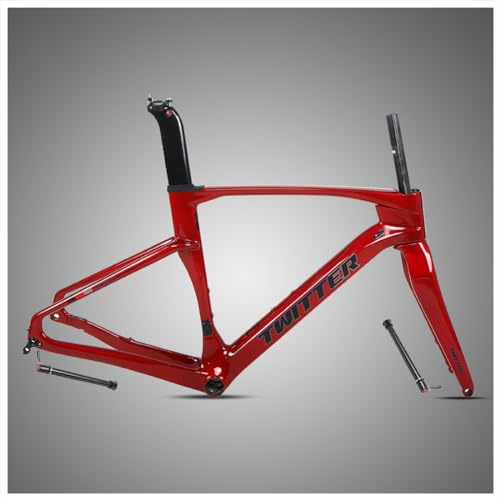 HIMALO Carbon Gravel Bike Frameset 700c Road Bike Frame 45/48/51/54cm Lightweight Disc Brake Frame Set Thru Axle F12x100mm/R12x142mm Internal Routing(Red,54CM)