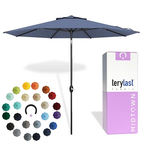 Image of Midtown Umbrellas Lean - 9 Ft Patio Umbrella, Light Navy Canopy