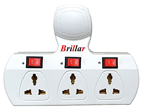 Brillar 5 Ampere 3-Pin Socket Universal Multi-Plug Extension Board with Individual Switches