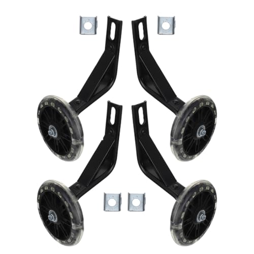 2 pares de ruedas auxiliares resistentes para bicicleta de 16 pulgadas con diseño luminoso para soporte y equilibrio al montar miniatura 1