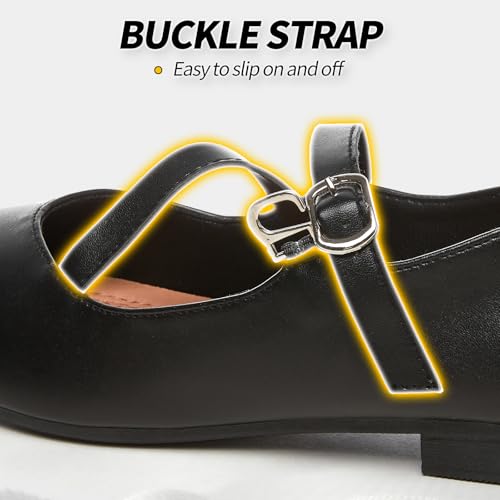 Womens Mary Janes Flats Shoes with Cross Strap,Soft Memory Foam Ballet Flats for Women,Black and White Dress Shoes4