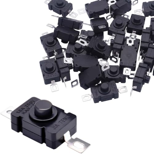 Gebildet 20pcs Interrupteur à Bouton-Poussoir autobloquant KAN-28 pour Mini Interrupteur Marche-arrêt de Type SMD de Lampe de Poche (Broche Plate avec Trou)