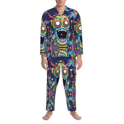 Pyjama homme manches longues MonsterMash en tissu doux