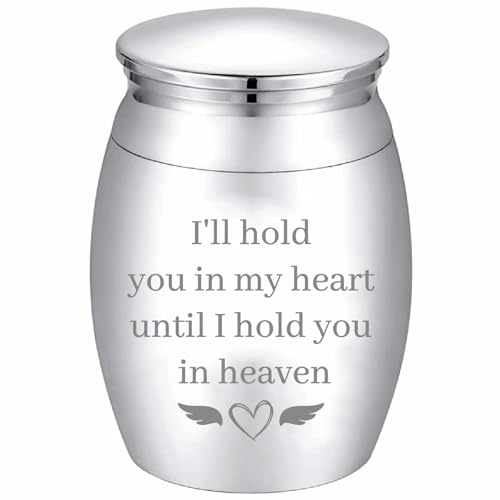 CREATCABIN Heart Wing Mini Cremation Urns Small Keepsake Urn Set Metal Sharing Funeral Urn Stainless Steel Miniature Burial Funeral Jar Memorial Ashes Holder Urns for Human Pets Silvery 1.57x1.18Inch