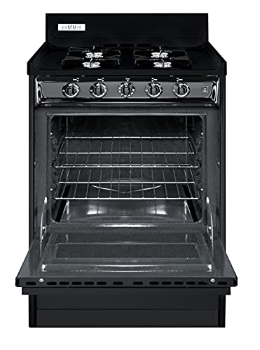 Summit Appliance Tnm6107C 24" Wide Gas Range, 4 Open Burners, Electronic Ignition, Recessed Oven Door, Push-To-Turn Burner Knobs, Oven Racks, Ada Compliant Design, Designed For Natural Gas #TOP1