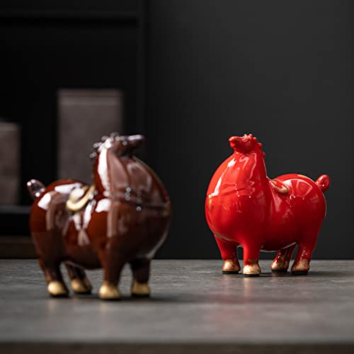 Figura coleccionable de caballo gordo de cerámica miniatura 5
