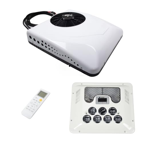 12V RV Air Conditioner, 15000 BTU Heat Pump and Cooling, Rooftop RV Air Conditioner for RVs, Trucks, Vans, Campers, Non-Ducted Camper Rooftop AC Unit, Low Profile Quiet AC Unit, Battery Powered