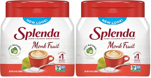 Image of SPLENDA Monk Fruit Zero Calorie Plant Based Granulated Sweetener Jar, 9.8 oz (Pack of 2)