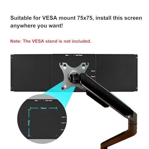 Image of wisecoco 14.5 Inch Embedded Monitor Open Frame Vesa Wall Mount LCD Monitor 2560x720 2K IPS Stretched Bar Capacitive Touch Screen Display with HDMI USB-C Type-C Ports for DIY