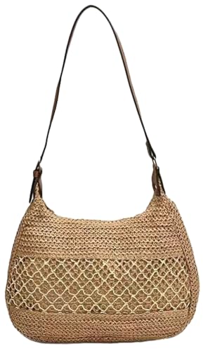 Epsion 2025 Summer Beach Shoulder Tote for Women Chic Woven Straw Handbags Handwoven Crossbody Bag Travel Purses