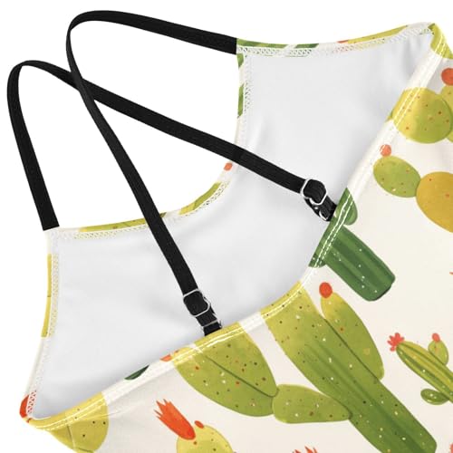 KLL Watercolor Saguaro Cactus Girl 1 Piece Swimsuit Beach Swimming Suits Adjustable Shoulder Strap Quick-Dry4