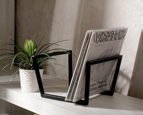 OGFC 46377 Metal vinyl storage // Smart space saving record holder // Black steel stand
