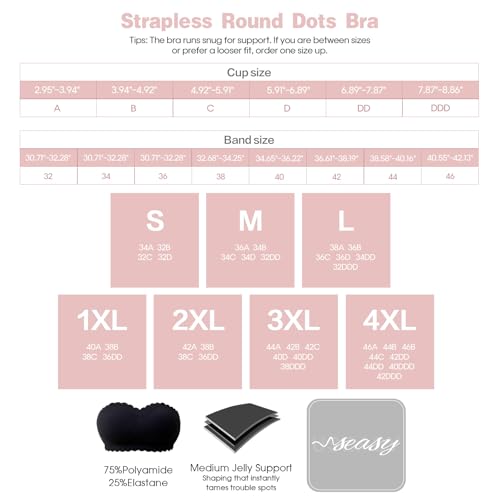 Image of Strapless Wireless Bra for Women Scalloped Full Coverage Bandeau Comfortable Everyday Non-Wired Bra for Large Busts