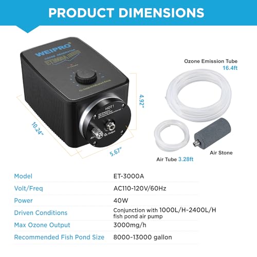 Image of Ozonizer Suitable for 8000~13000 Gallon Freshwater and Saltwater, Aquarium Fish Pond, Can Work with ORP Controller(ET3000A)