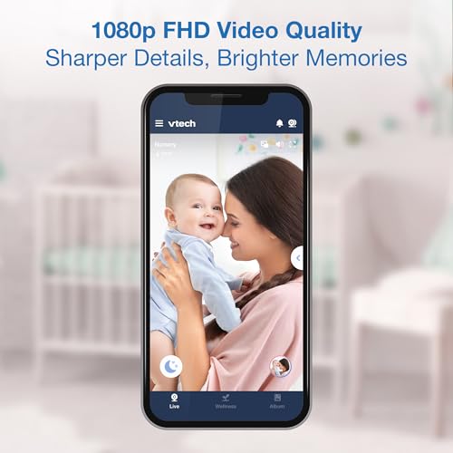 VTech Smart WiFi 7” HD Display Video Baby Monitor, 1080p HD Camera via App, Pan-Tilt-Zoom, Night Light, 2-Way Talk, 2K CMOS Video Sensor, Wide-Angle Viewing, Rechargeable Battery, Free App: RM7866HD - image 4