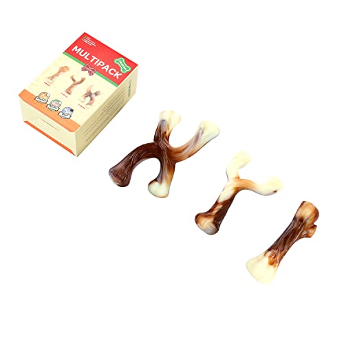 Tikaton Holiday 3-Pack Durable Dog Chew Toys for Aggressive Chewers, Beef Flavor, Medium…