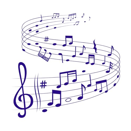 la canzone ondeggia con le note dello spartito sui pentagrammi