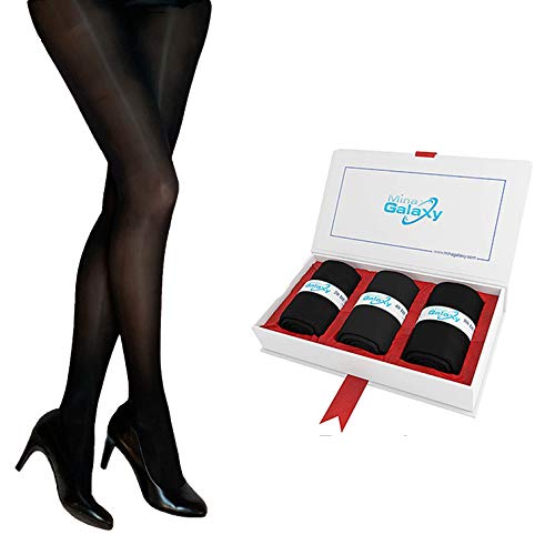 3 Pairs Control Top Pantyhose for Women, Super Opaque, Opaque and Sheer. Run Resistant Tights.