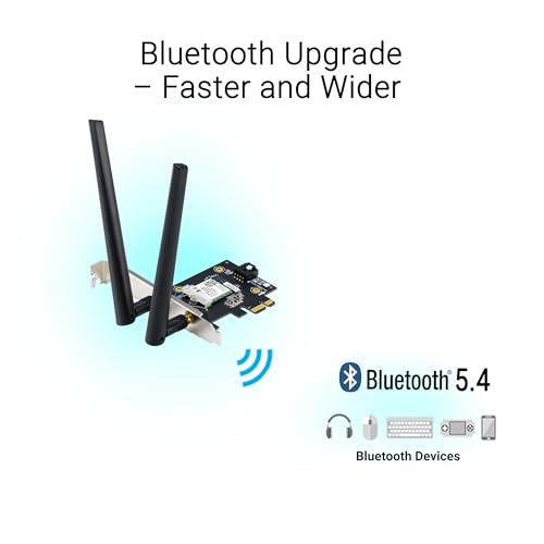 Image of ASUS BE6500 Tri Band PCI-E WiFi 7 (802.11be). Bluetooth 5.4, WPA3 Network Security, OFDMA and MU-MIMO, MLO, Win 11 only, TAA Compliant
