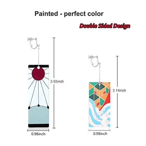 KAERUN 12 Pairs Women's Tanjiro Earrings Anime Demon Slayer Earrings Cosplay Fashion Double-sided Acrylic Alloy Resin Earrings4