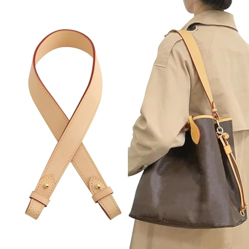 Image of Genuine Vachetta Leather Shoulder Bag Strap Replacement for Graceful Handbag(APRICOT-Length:25.6in)