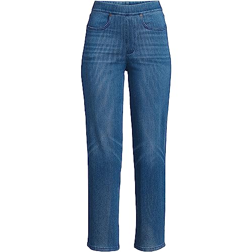 Lands' End Women's Starfish High Rise Knit Denim Straight Crop Jeans3