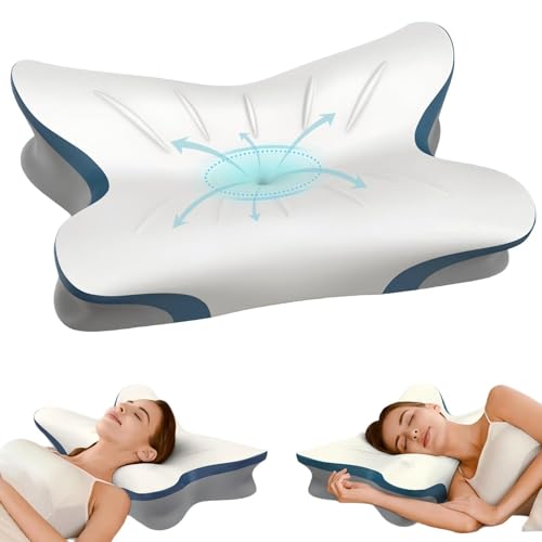 Cervical Pillow for Neck Pain Relief - Ergonomic Neck Pillow for Sleeping Contour Memory Foam Pillows with Cooling Pillowcase, Orthopedic Bed Pillow for Side Back Stomach Sleepers