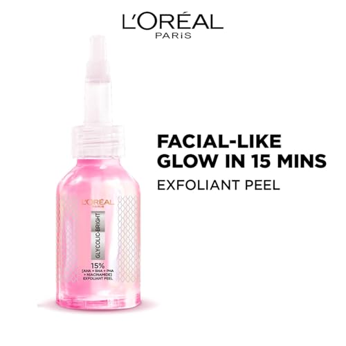 Image of L'Oreal Paris Glycolic-Bright Anti Dark Spot Exfoliant Peel 15% AHA + BHA + PHA + Niacinamide 25ml | Suitable for Sensitive Skin | Results in 1st use