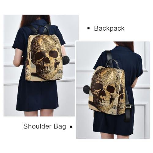 Image of ALAZA Skull Floral Tatto Halloween Backpack Purse for Women Anti Theft Fashion Back Pack Shoulder Bag