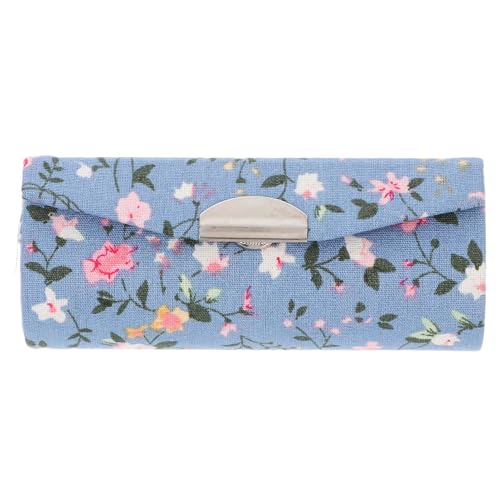 Healeved Estuche para Labiales Espejo Interior y Cierre de Botón, Organizador Portátil Bordado para Mujer en Diseño Floral Retro, Tamaño Compacto para Tubo Estándar