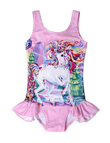 Jurebecia fato de banho de uma peça de roupa de banho feminino com padrão de unicórnio e tecido jove