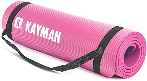 KAYMAN Yoga Mat – Multi-Purpose Extra Thick Foam Exercise Mats – Ideal Floor Mat for Pilates, Stretching, Resistance Workout & Therapy – Home & Gym Equipment Accessory for Men Women Kids –183 x 60cm