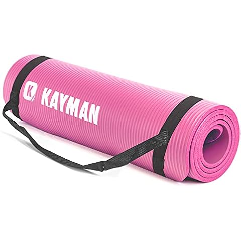 KAYMAN Exercise Yoga Mat Non Slip - Pink, 183 x 60 cm | Best Training & Workout Mat for Yoga, Pilates, Gymnastics, Stretching & Meditation | Eco Friendly Exercise Mat for Home with Carrying Straps Cover