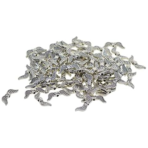 YMLOVE 100pcs/Set 20mm Tibetan Silver Angel Wing Spacer Beads DIY Jewelry Making Cover