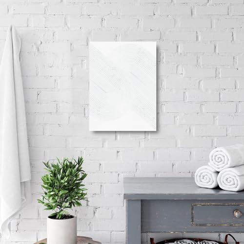 Xmmpot Contemporary White Textured Wall Art: Retro Plaster Geometric Abstract Painting Line Spiral Shapes Wall Decor For Living Room thumb #5