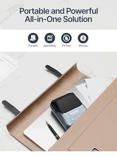 Image of SEZNIK DEV Bluetooth Thermal Label + Receipt Printer for Business | Inkless Mini | 203 DPI | Mobile, Desktop Compatible | Upto 2 inch Print | 1 Year Warranty