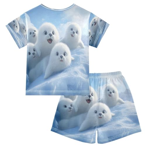 ALAZA Black Green Camouflage Pajamas Set Short Sleeve Cotton Sleepwear Summer Pjs 2 Piece 5-14Y2