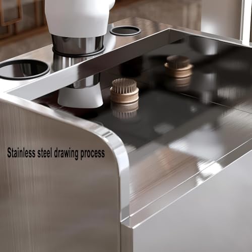 Stainless Steel Beauty Salon Storage Cabinet, 2/3 Layer Hair Stylist Station, Barber Shop Organizer, Durable Salon Furniture (Silver, 37x30x85 cm)