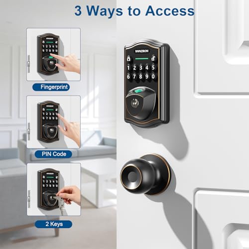 Image of Smart Deadbolt Door Lock with Keypad, Fingerprint Keyless Entry Door Lock, Electronic Keypad Deadbolt for Front Door, Biometric, Anti-Peeping Password, Auto Lock, Easy Installation
