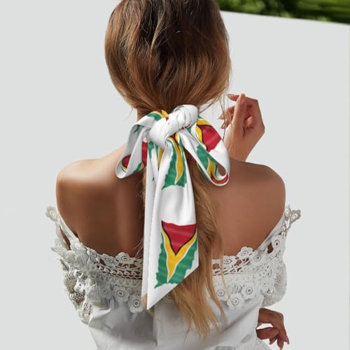 Flag of Guyana Women'S Luxury Satin Silk Scarf for Hair Neck Purse - Soft Lightweight Sun Protection Bandana Accessory with Glossy Finish for Summer Handbag Decoration3